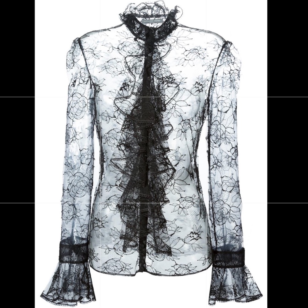 Alexander McQueen Chantilly Lace Ruffle Blouse - Picture 3 of 8